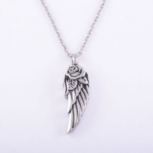 Single Angel Wing Ash Pendant Stainless Steel