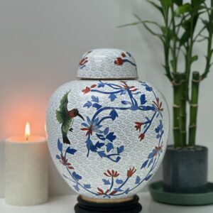 Hummingbird Cloisonne Urn