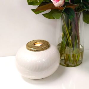 White & Gold Adult Candle Urn