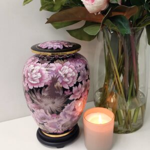 Pink Floral Cloisonne Adult Urn